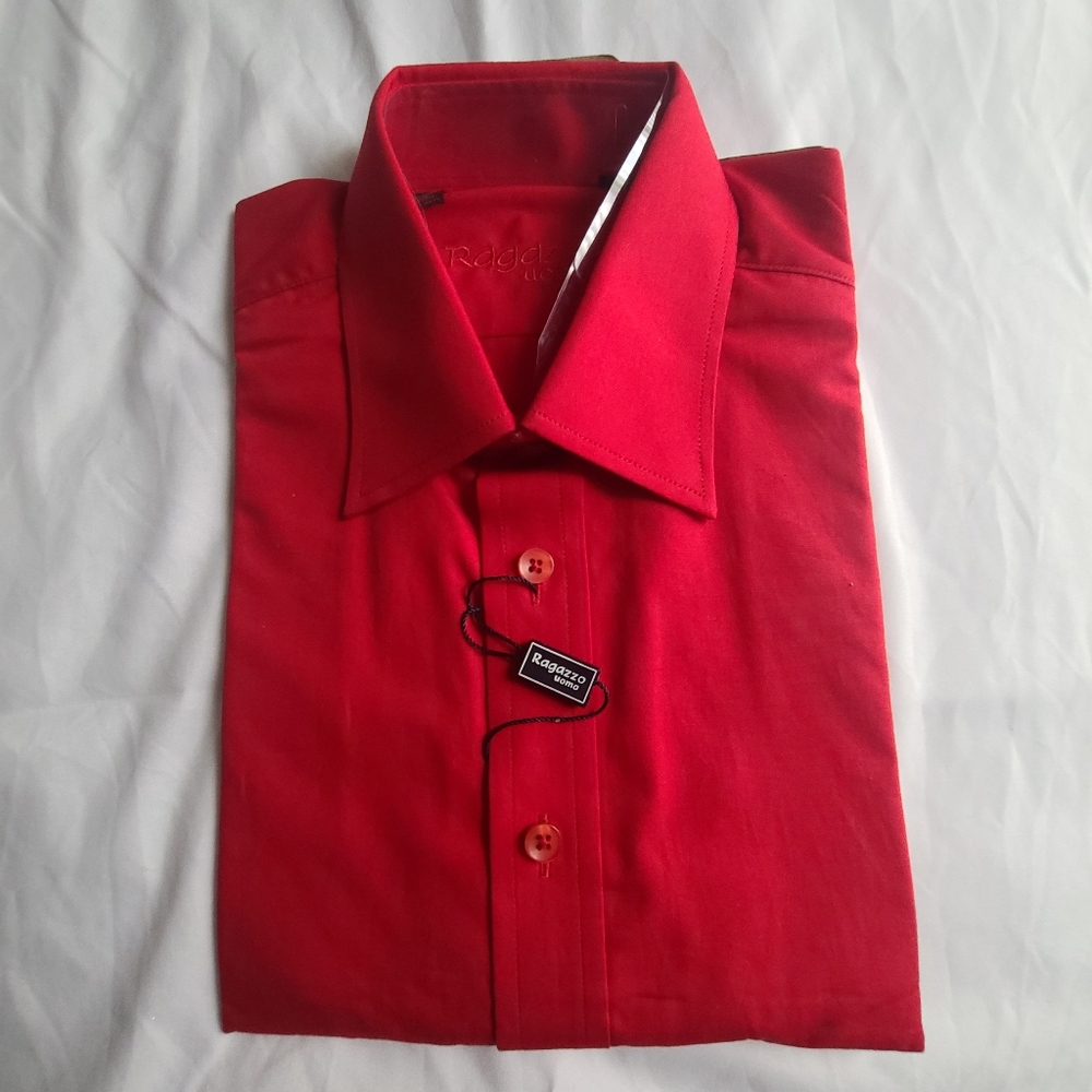 NWT Ragazzo Uomo Long Sleeved Boys Cotton Dress Shirt